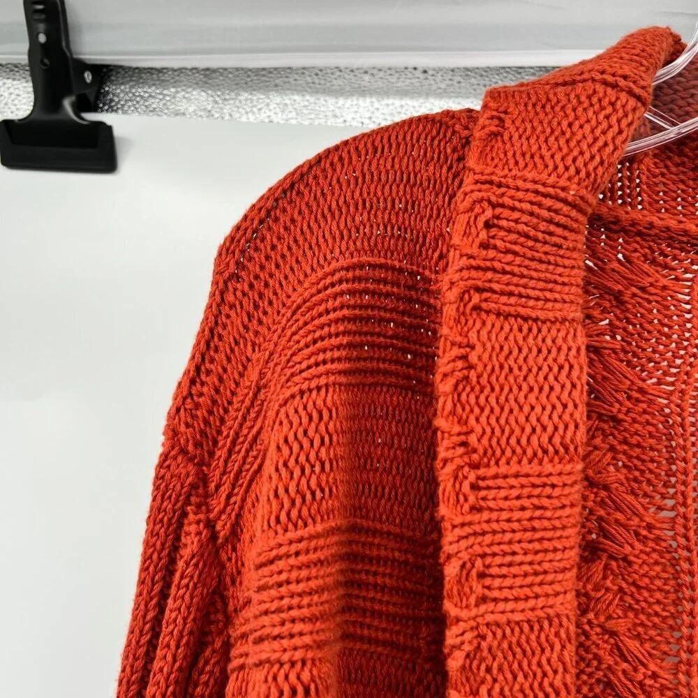 Chico's Womens Knit Cardigan Open Front Burnt Orange Size XL